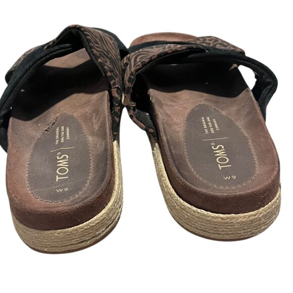 TOMS Paloma Sandals Women's 9 Black Animal Print Casual Summer Slip On - Picture 12 of 13